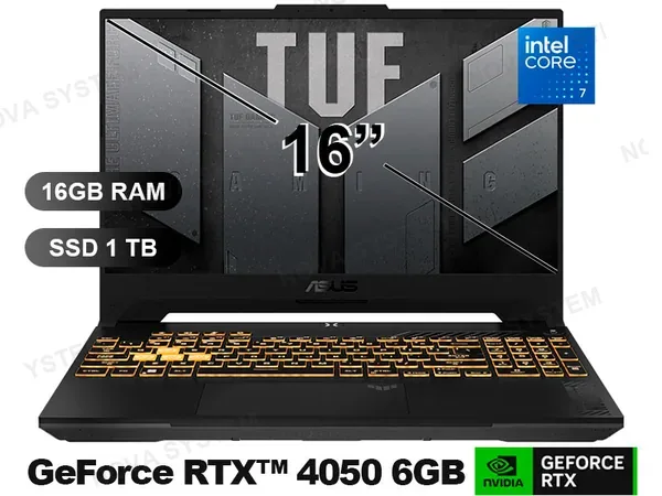 ASUS LAPTOP ASUS TUF GAMING A16 FX607VU-RL228 I7- 240H/ 16GB/ 1TB/ RTX4050 6GB/ 16/ FREE