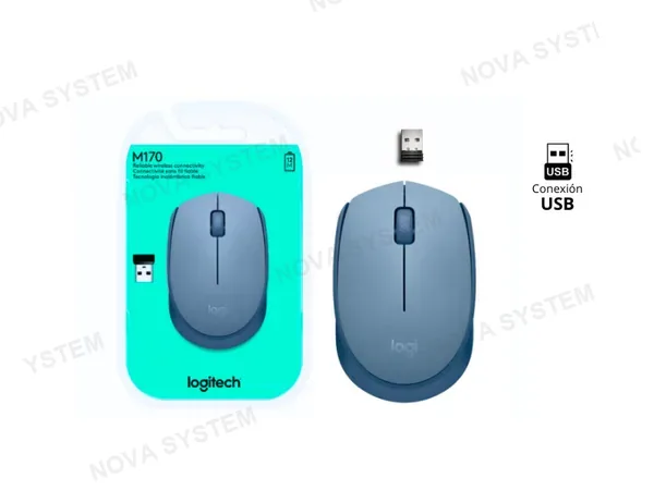 LOGITECH MOUSE LOGITECH OPTICO M170 WIRELESS BLUEGRAY (AZUL-GRIS)