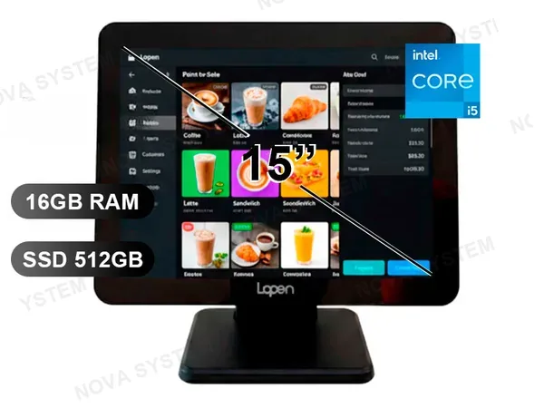 LOPEN AIO LOPEN POS LN-D180/ I5-1235/ 16GB/ SSD512GB/ VGA/ HDMI/ 4PRT.USB / RJ45/ 15