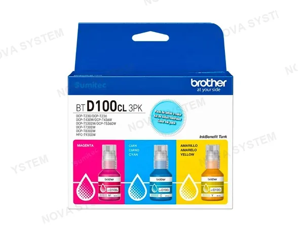 BROTHER TINTA BROTHER TRI-PACK BTD100CL 3PK COLOR P/ T430DW/ T530DW/ T730DW/ T830DW/ T930DW