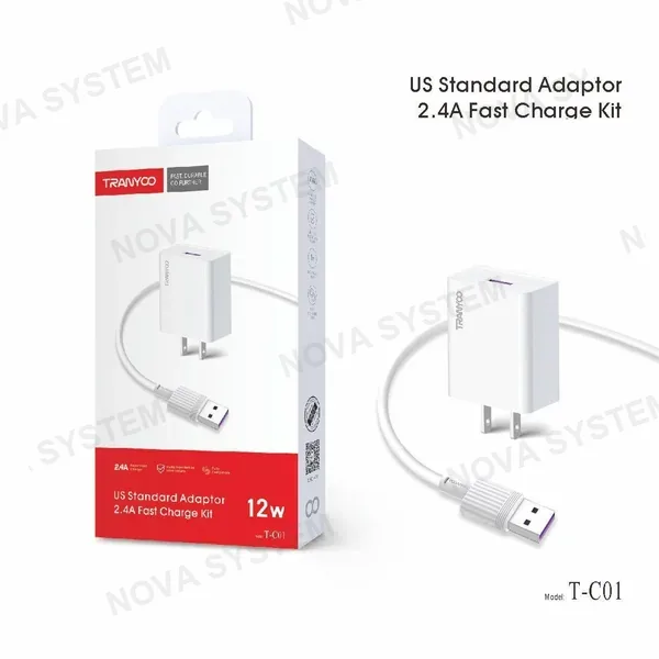 TRANYOO T-C01 Cargador Kit 2.1a +Cable 1m - 1 Puerto USB Tranyoo
