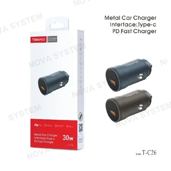 TRANYOO T-C26 Cargador de Auto con Salida PD 30W Tranyoo