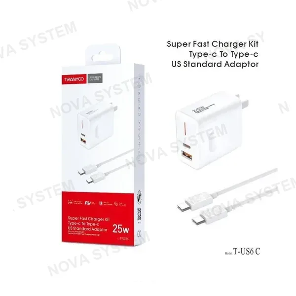 TRANYOO T-US6C Cargador QC4.0/25W + 1.0m Cable Tranyoo