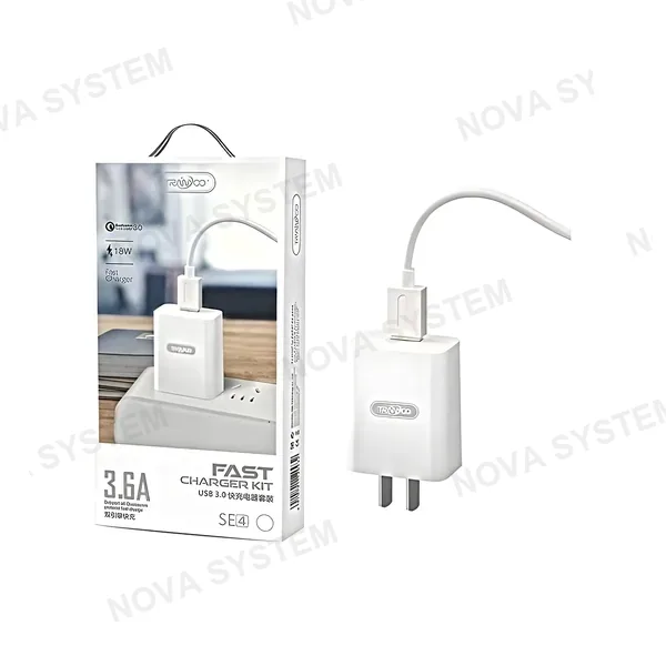 TRANYOO SE4 Cargador Rápido Qualcom 1 Puerto USB + Cable Tranyoo