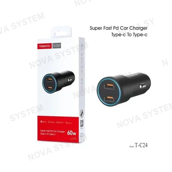 TRANYOO T-C24 Cargador QC3.0 de Auto con Salida USB y PD Tranyoo