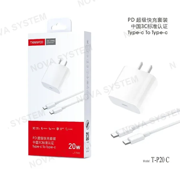 TRANYOO T-P20 Cargador 20W Cable Tipo C Tranyoo
