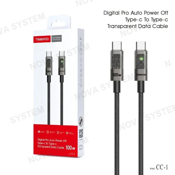 TRANYOO CC-1 Cable de Carga Tipo C a C 1.2m/100W Tranyoo