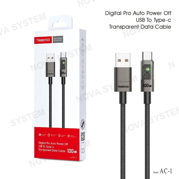 TRANYOO AC-1 Cable de Carga Tipo C 1.2m 100W Tranyoo