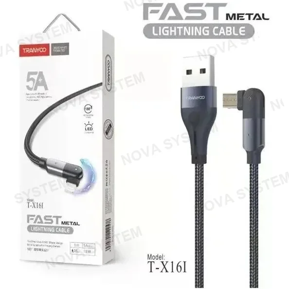 TRANYOO T-X16 Cable Dato y Carga Giratoria 180° Aleación de Aluminio Tranyoo