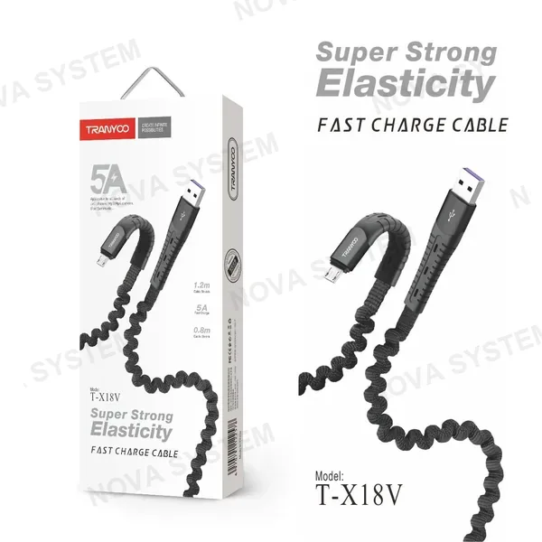 TRANYOO T-X18 Cable Dato y Carga Trenzado Elástico Tranyoo