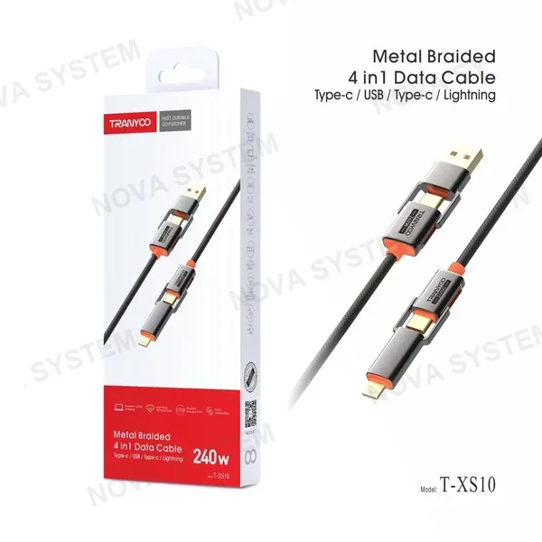 TRANYOO T-XS10 240W Cable de Carga USB Múltiple Mallado Tranyoo