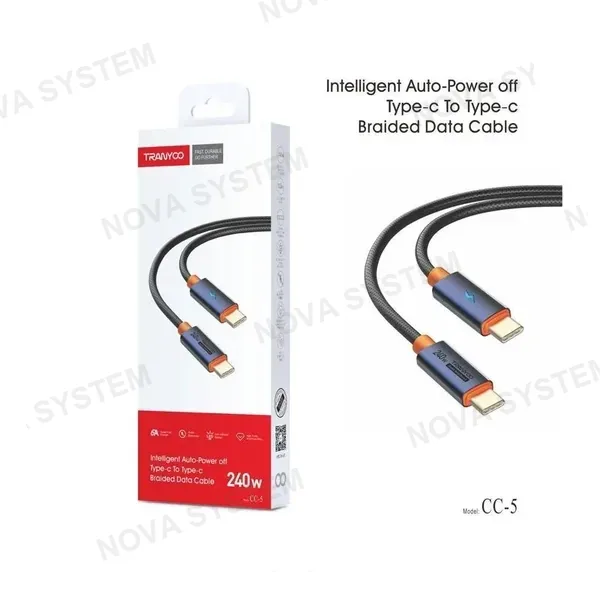 TRANYOO CC-5 Cable de Carga Mallado Tipo C a Tipo C 1.2m Tranyoo