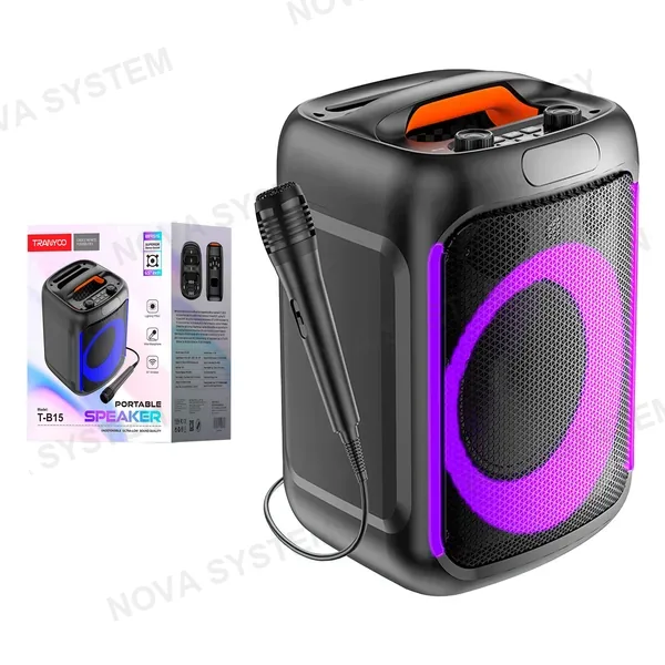TRANYOO T-B15 Parlante 6.5" Portátil Bluetooth con Micrófono y Luces Tranyoo