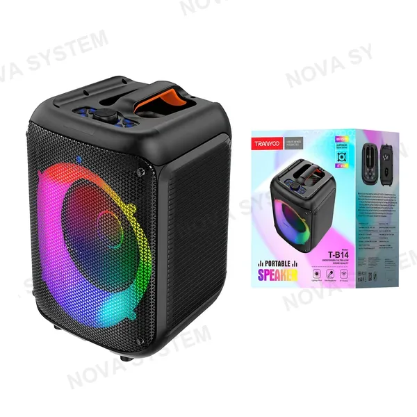 TRANYOO T-B14 Parlante 8" Portátil Bluetooth con Micrófono y Luces Tranyoo