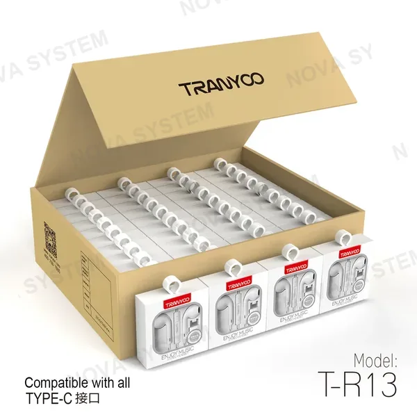 TRANYOO T-R13 Audífono con Tipo C Cable Tipo Boton Tranyoo