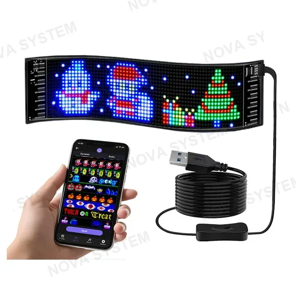LED-S1664 Pantalla Vehicular LED 380x100 mm Control Bluetooth/App 1024 Pixeles de Alta definición