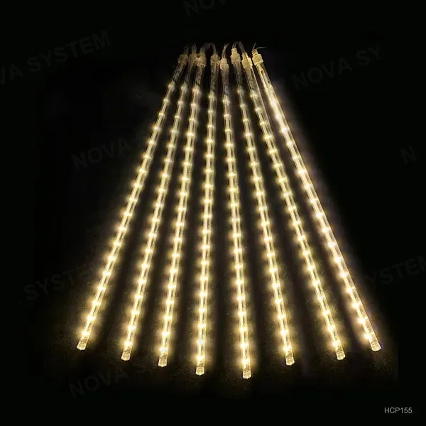 HCP155 Luces LED Lluvia Meteoritos Roscadas 8 Tiras 30cm Blanco Cálido