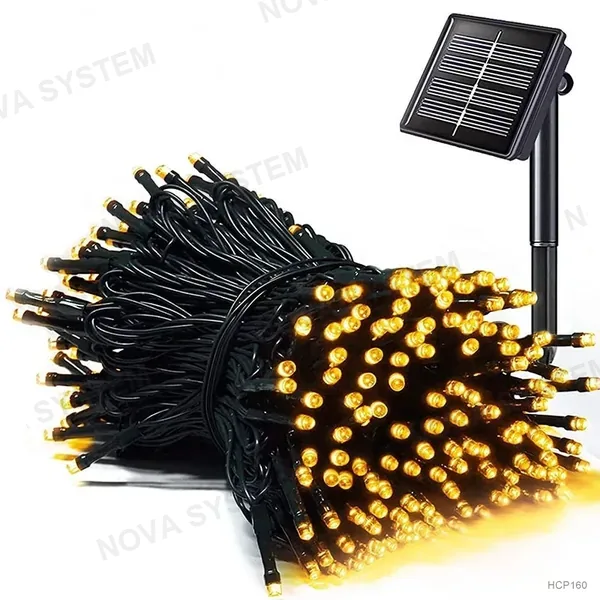 HCP163 Guirnalda Solar 10m con 100 luces led blanco cálido