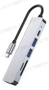 BYL-2010 Adaptador 6 en 1 Tipo-C a HDMI+SD/TF+USB2.0+USB3.0+PD