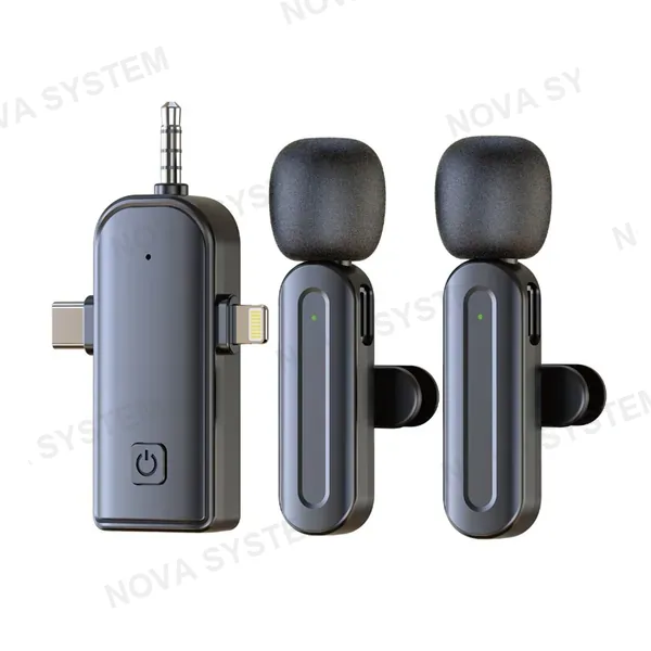EJ-B6105 Micrófono Inalámbrico solapero Doble con Conector Type-C Iphone y 3.5mm