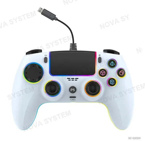 SZ-5005W Control Pad con Cable Compatible para PS5 con Iluminación RGB