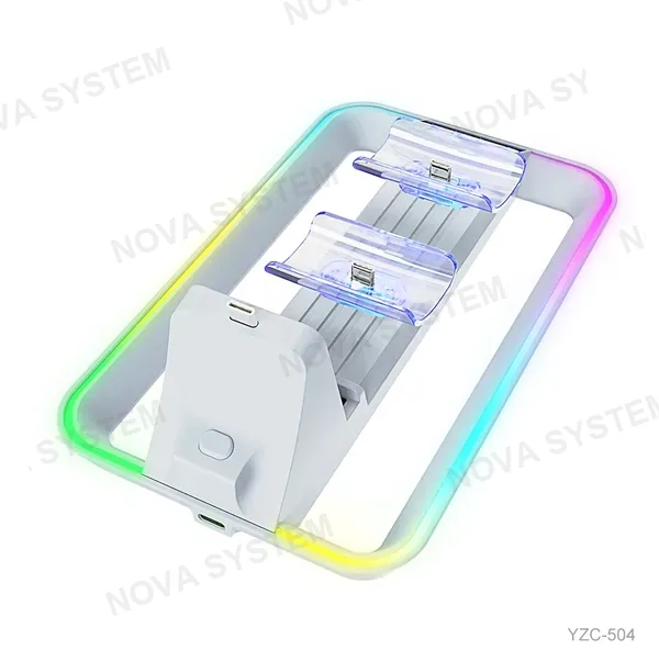 YZC-504 Base Doble Cargador para PS5 Slim con Luz RGB+PSP