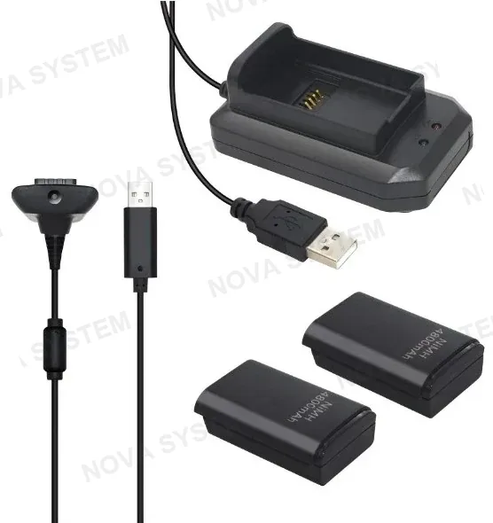 GA-X3608/GA-3608 Kit Cargador Xbox 5 en 1 2 Bateria+Cargador+Cuna