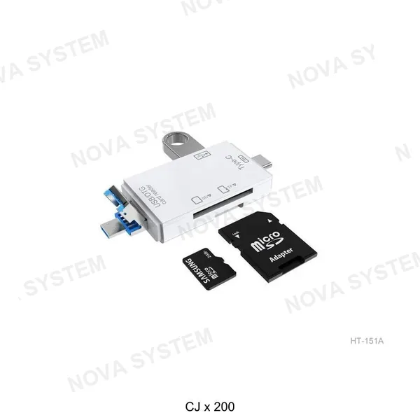 HT-151A Lector de Memoria USB/Type-C/Micro OTG Balun 3 en 1