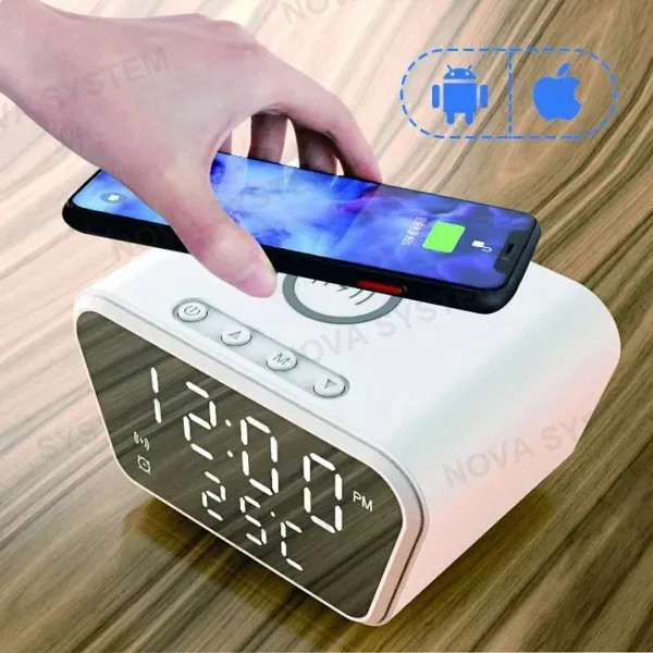 AY-21 Reloj Despertador con Cargador Inalámbrico