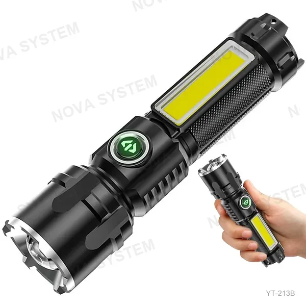 YT-213B Linterna con Enfoque Telescopico y Flash Batería Recargable
