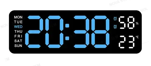 5503 Reloj Despertador con Pantalla LED Rectangular 9" de Pared