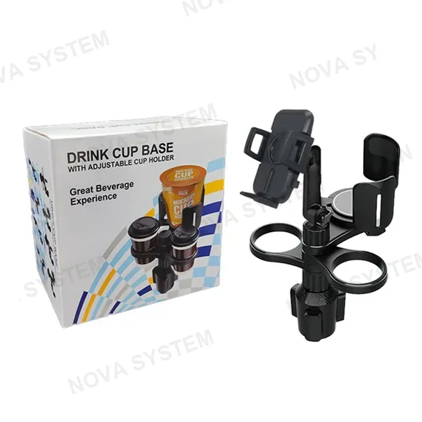 HX-ZJ6108 Soporte Multifuncional (2 Portavasos + Bandeja Ajustable + Soporte para Teléfono)