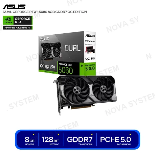 ASUS TARJETA DE VIDEO ASUS DUAL NVIDIA GEFORCE RTX 5060 8GB ...