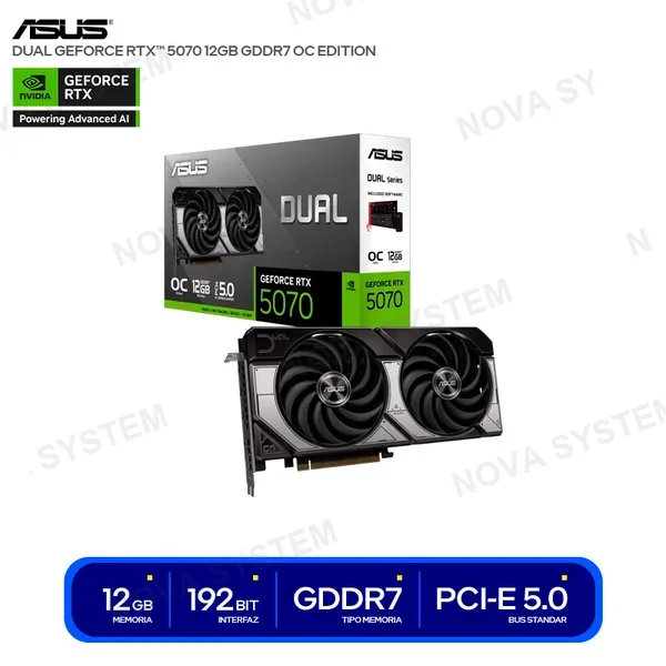 ASUS TARJETA DE VIDEO ASUS DUAL NVIDIA GEFORCE RTX 5070 12GB...