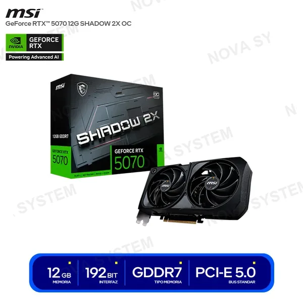 MSI TARJETA DE VIDEO MSI GEFORCE RTX 5070 SHADOW X2 OC 12GB...
