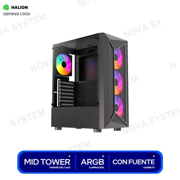 HALION CASE GAMER HALION GEMINIS CR30 500W ( CR30 ) | BLACK | ...