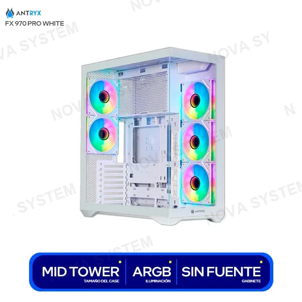 ANTRYX CASE ANTRYX FX 970 PRO WHITE S/FUENTE A-RGB 5 FAN VI...