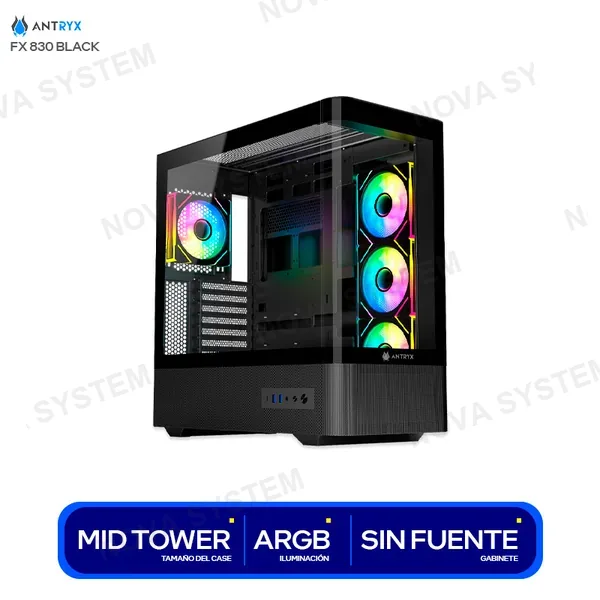 ANTRYX CASE ANTRYX FX 830 BLACK S/FUENTE 4 COOLER FAN A-RGB ...
