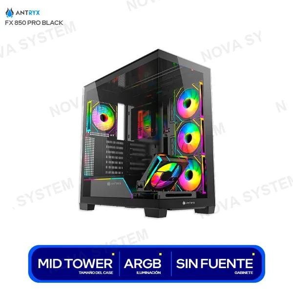 ANTRYX CASE ANTRYX FX 850 PRO BLACK S/FUENTE 5 COOLER FAN A-...