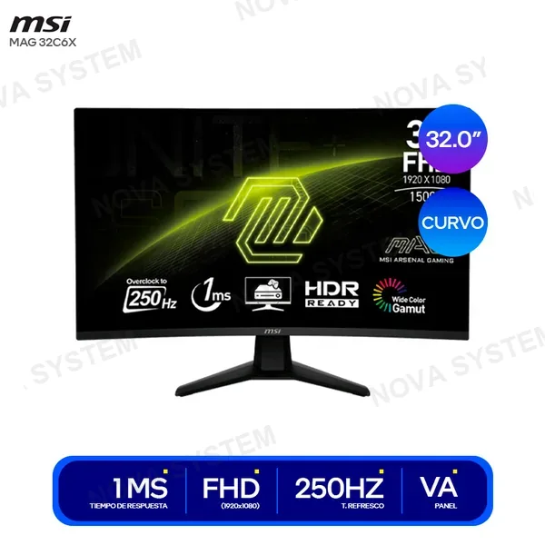 MSI MONITOR GAMING MSI MAG 32C6X ( 3DD4 ) FHD CURVO / 250HZ...