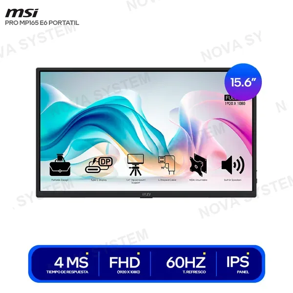 MSI MONITOR MSI PRO MP165 E6 PORTATIL 15.6 FHD ( 3PE5 ) IPS...