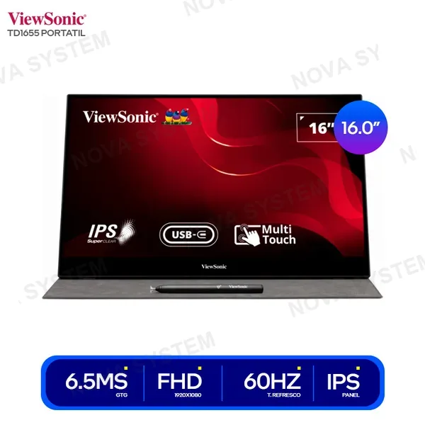 VIEWSONIC MONITOR VIEWSONIC TD1655 PORTATIL 15.6" FHD TACTIL ( VS...