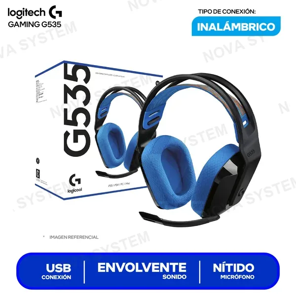 LOGITECH AUDIFONO LOGITECH GAMING G535 WIRELESS NEGRO ( 939-002...