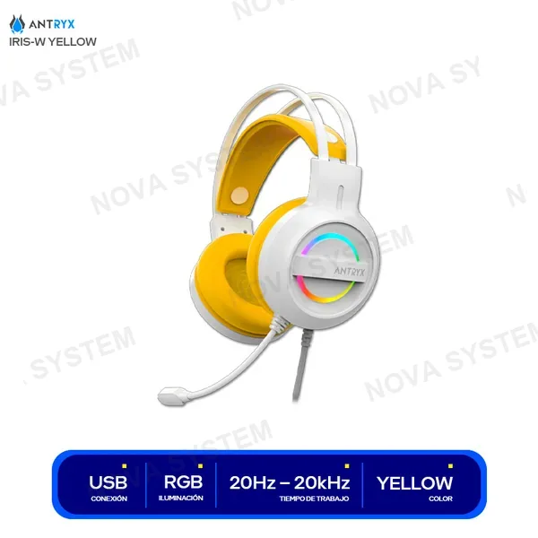 ANTRYX AUDIFONO C/MICROFONO ANTRYX IRIS-W YELLOW 7.1 VIRTUAL (...