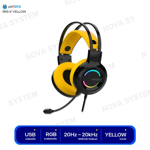 ANTRYX AUDIFONO C/MICROFONO ANTRYX IRIS-K YELLOW 7.1 VIRTUAL (...