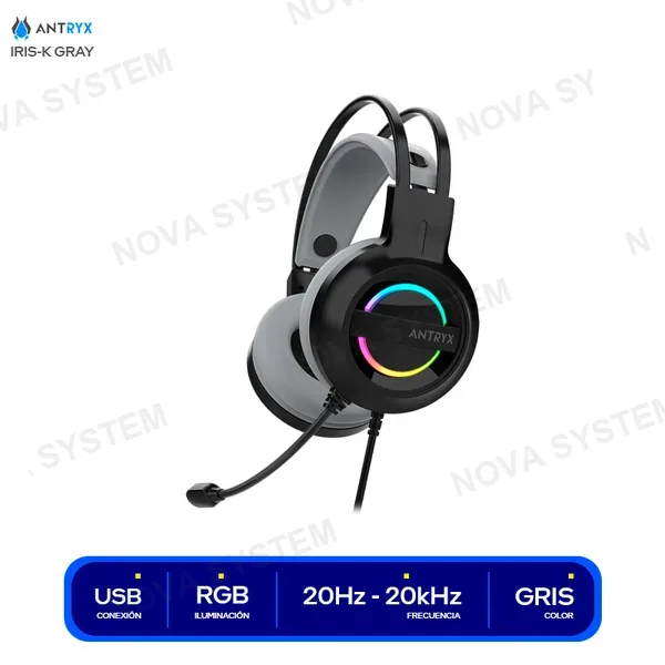 ANTRYX AUDIFONO C/MICROFONO ANTRYX IRIS-K GRAY 7.1 VIRTUAL ( A...