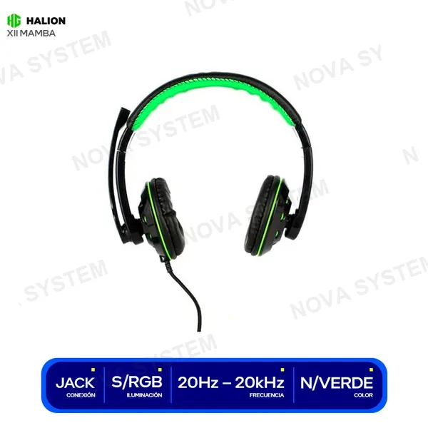 HALION AUDIFONO HALION ( XII MAMBA ) GAMING | NEGRO C/ VERDE...