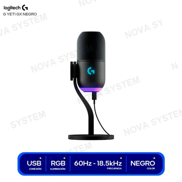 LOGITECH MICROFONO LOGITECH G YETI GX NEGRO USB C USB A RGB ...