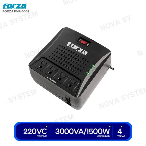 FORZA ESTABILIZADOR FORZA 4 TOMAS 3000VA 1500W 220VCA ( FV...