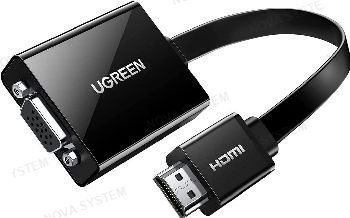 UGREEN ADAPTADOR ACTIVO HDMI A VGA UGREEN . 4K /60HZ Con conector de audio de 0.138 ,incluye cable micro usb . Cable plano